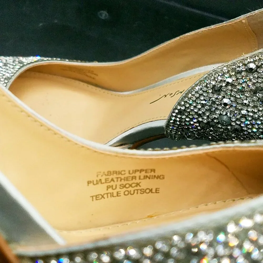 Betsey Johnson Shary Silver Rhinestone Pumps Size 7.5M - Great Pre-Owned - Picture 8 of 16
